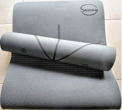 THẢM TẬP YOGA TPE SUNNY 1 LỚP 8MM ĐỊNH TUYẾN - XÁM (TẶNG TÚI ĐỰNG THẢM)