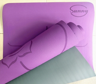 THẢM TẬP YOGA TPE SUNNY 2 LỚP 6MM ĐỊNH TUYẾN - TÍM (TẶNG TÚI ĐỰNG THẢM)
