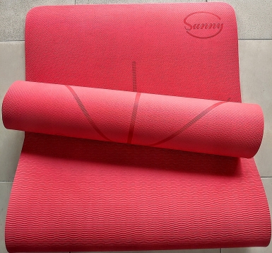 THẢM TẬP YOGA TPE SUNNY 1 LỚP 8MM ĐỊNH TUYẾN - ĐỎ (TẶNG TÚI ĐỰNG THẢM)