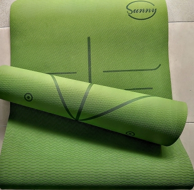THẢM TẬP YOGA TPE SUNNY 1 LỚP 8MM ĐỊNH TUYẾN - XANH LÁ (TẶNG TÚI ĐỰNG THẢM)