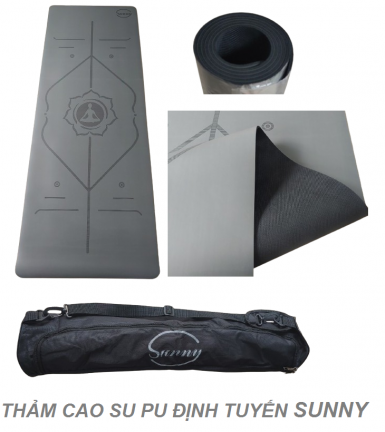 THẢM YOGA CAO SU PU ĐỊNH TUYẾN SUNNY - XÁM